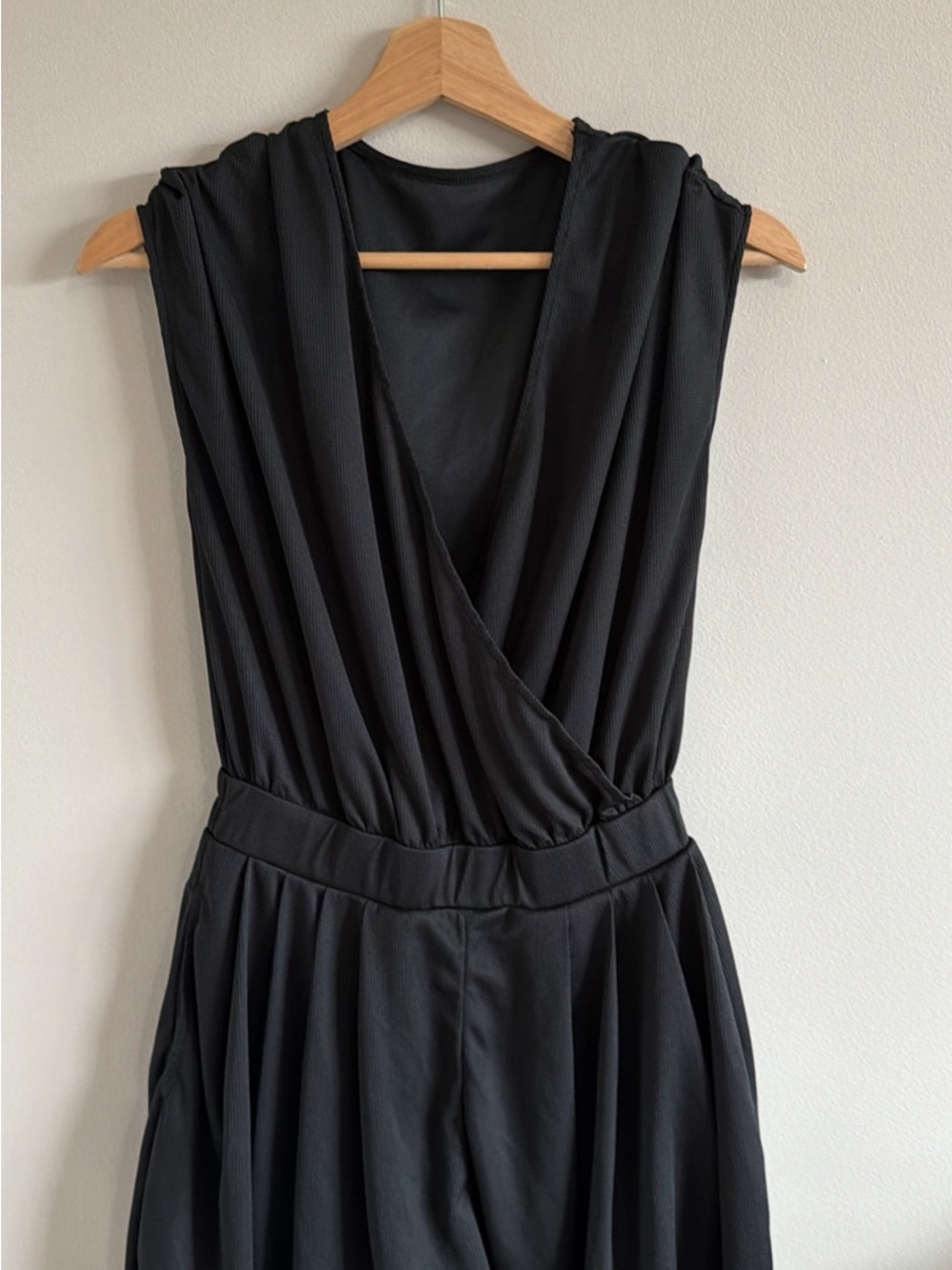 Halara Women's Black Sleeveless Jumpsuit - Elegant Wrap Front